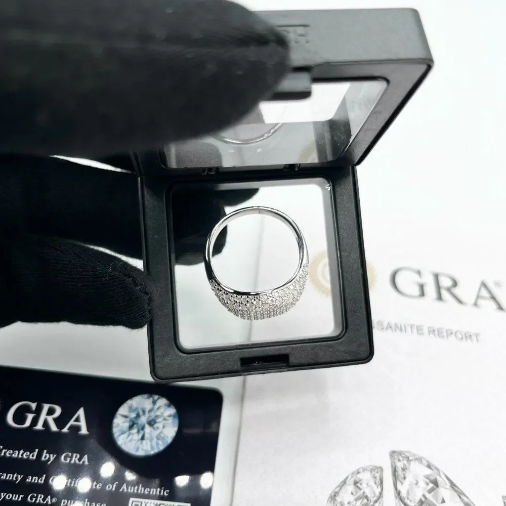 VVS Moissanite ICED Classic Style Ring, Solid 925 Sterling Silver Finger Ring - Picture 4 of 5